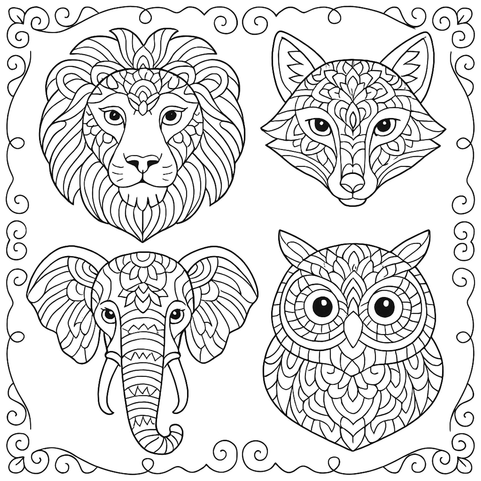 Dieren Mandala Kleurplaat