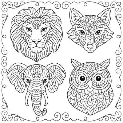 Dieren Mandala Kleurplaat