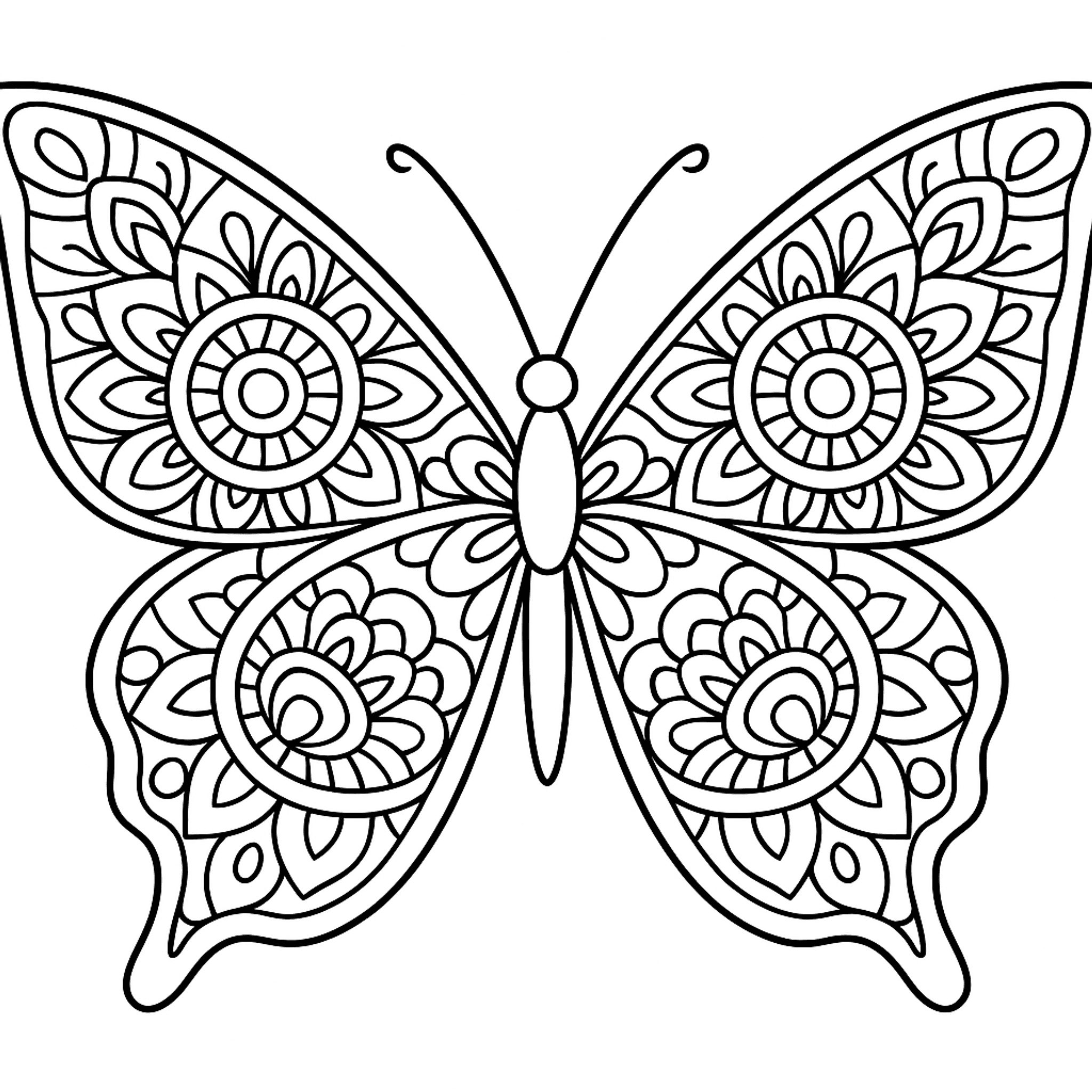 Vlinder Mandala Kleurplaat