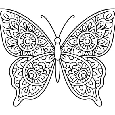 Vlinder Mandala Kleurplaat