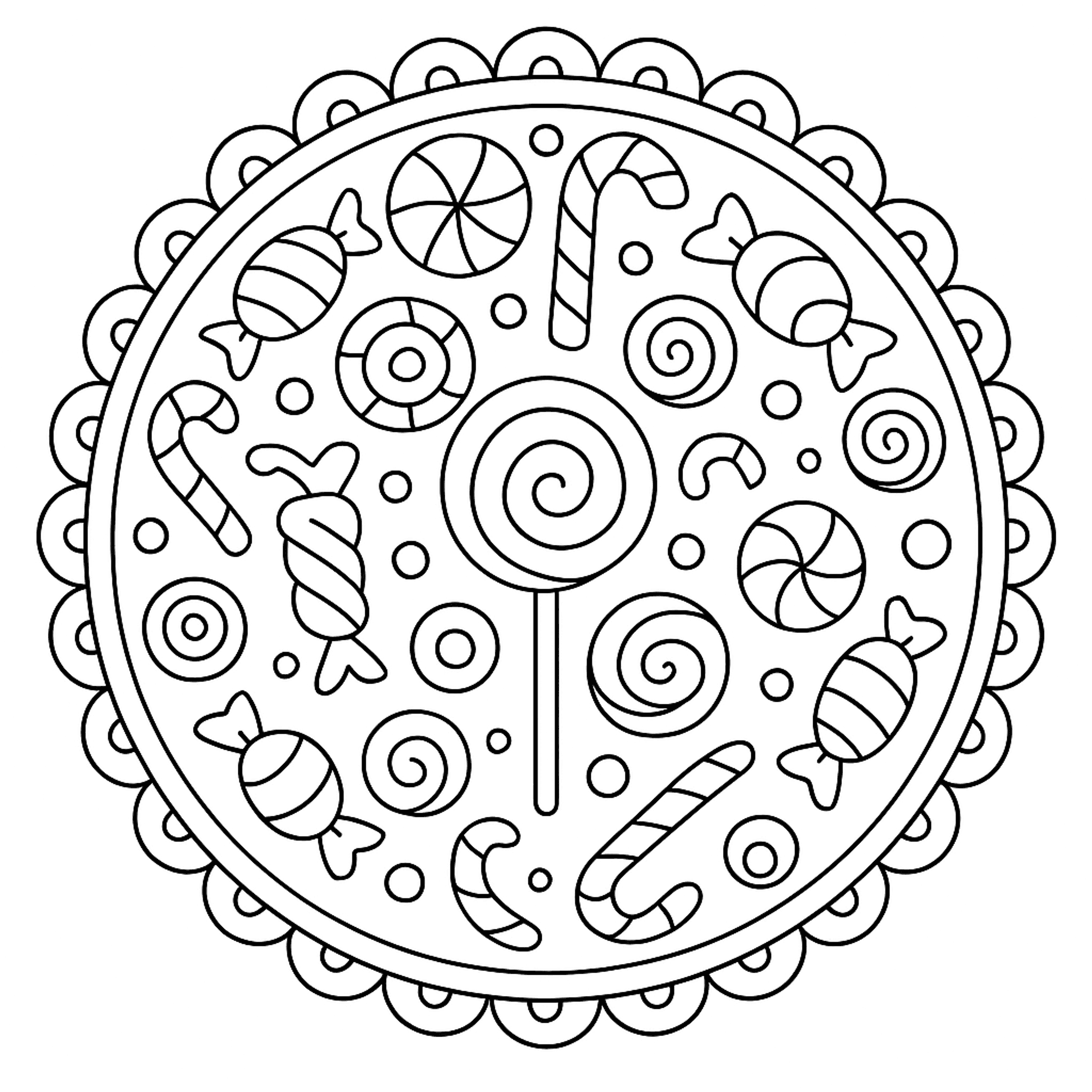 Mandala Candy Kleurplaat
