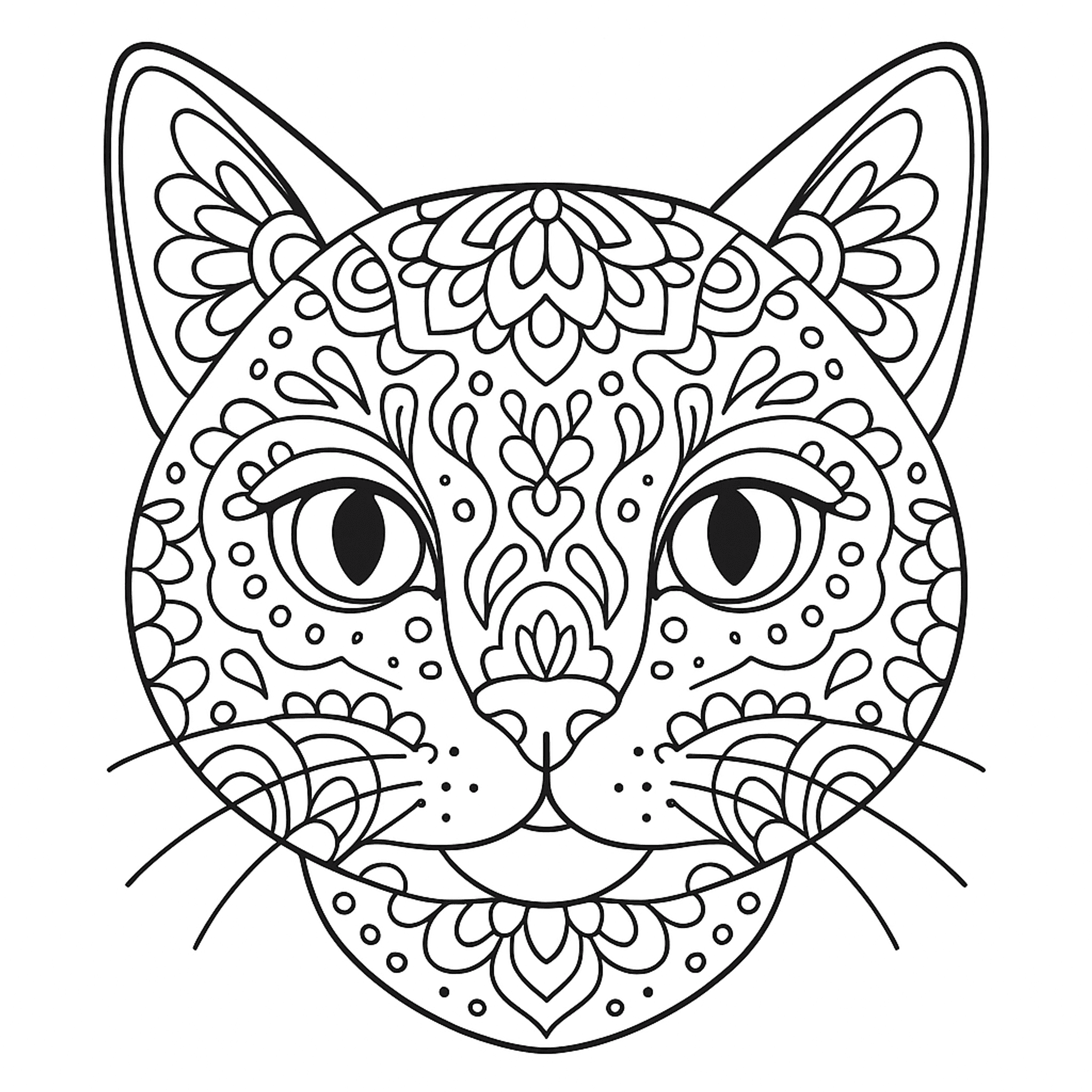 Katten Mandala Kleurplaat