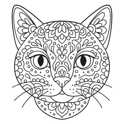 Katten Mandala Kleurplaat