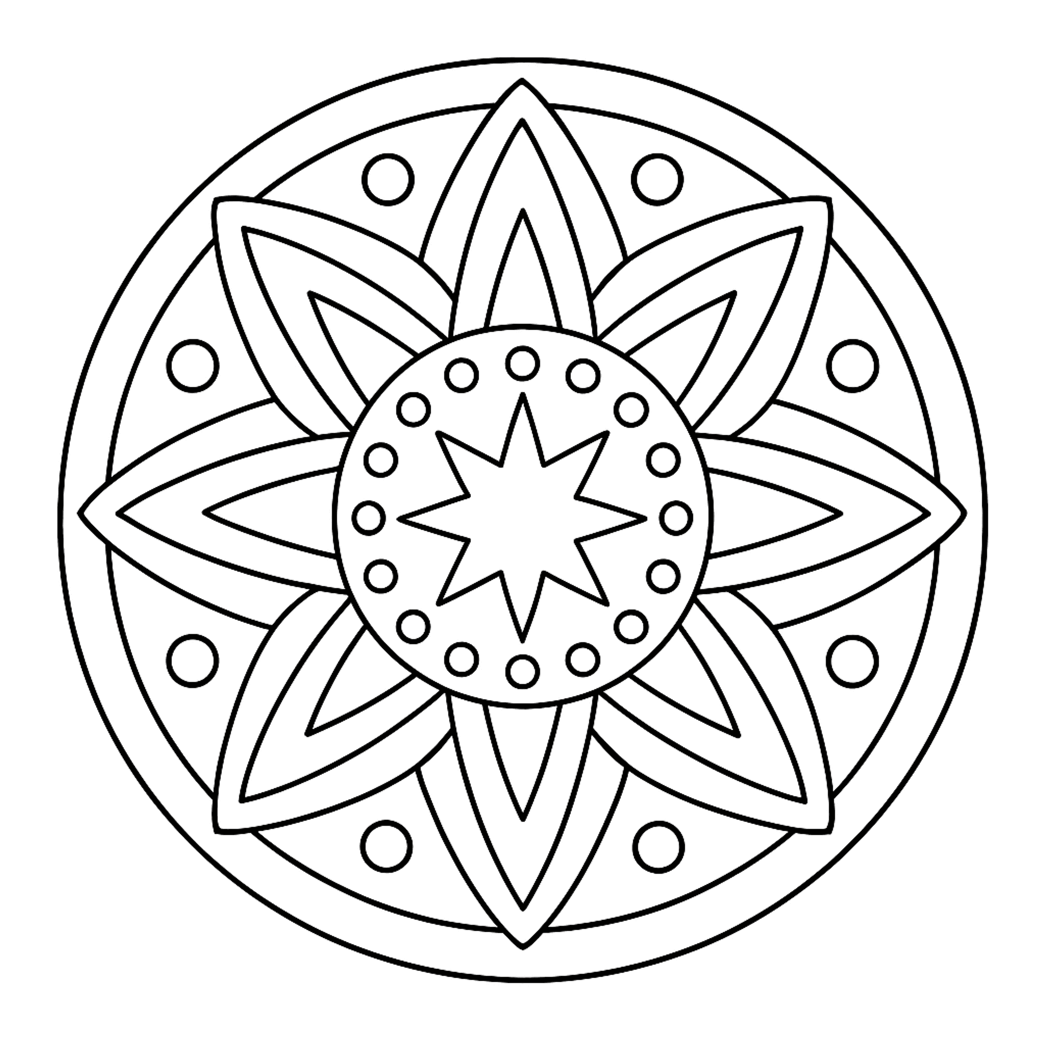 Sterren Mandala Kleurplaat
