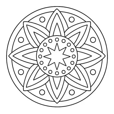 Sterren Mandala Kleurplaat