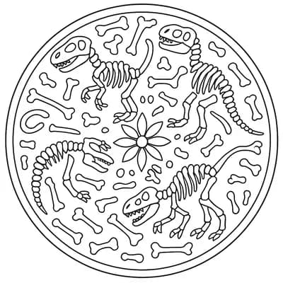 Mandala Dinosaur Kleurplaat