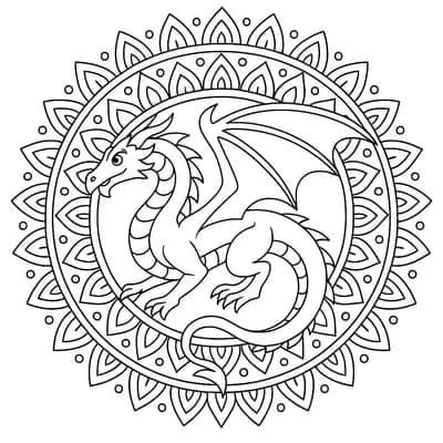 Draak Mandala Kleurplaat