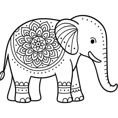 Olifant Mandala Kleurplaat