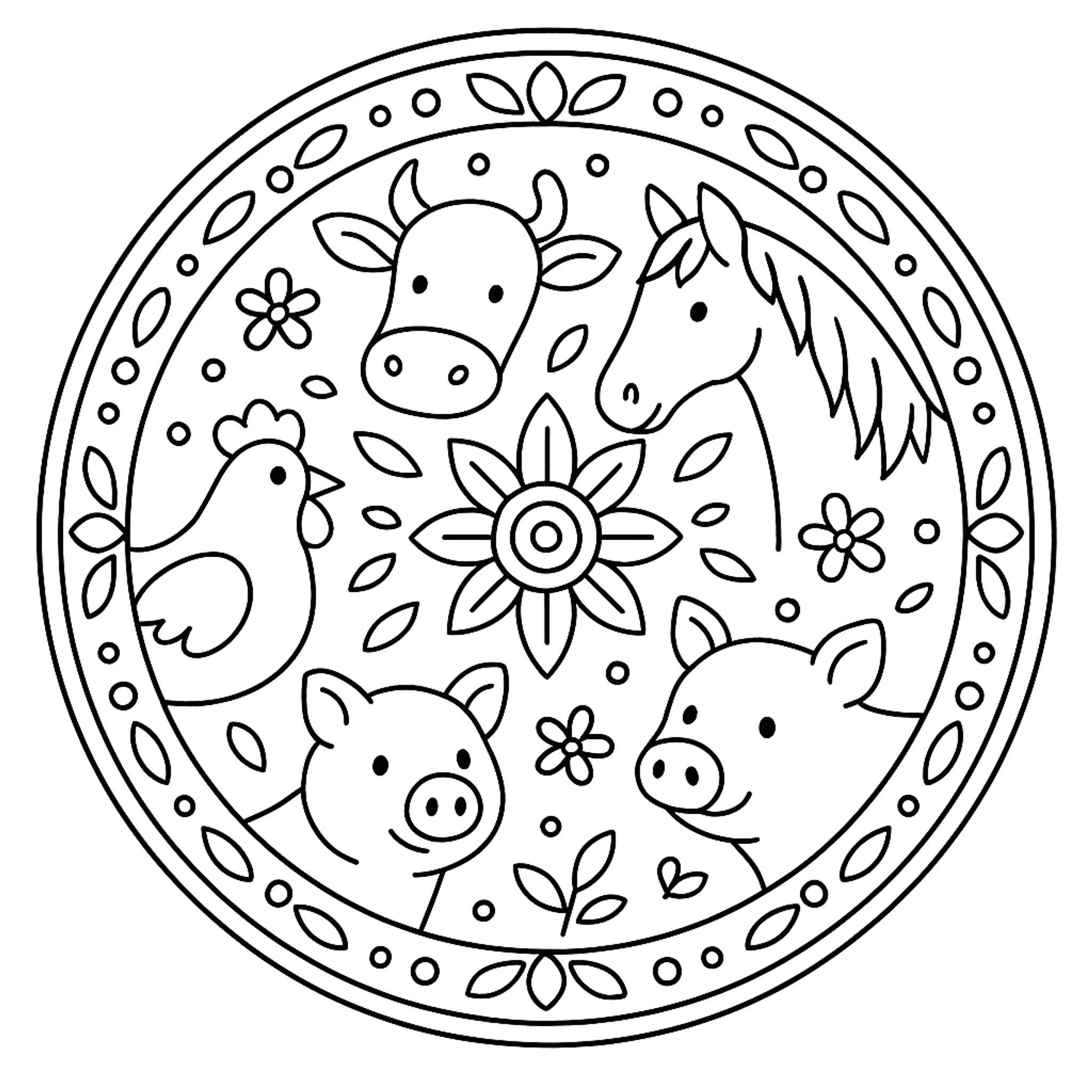Mandala Farm Kleurplaat