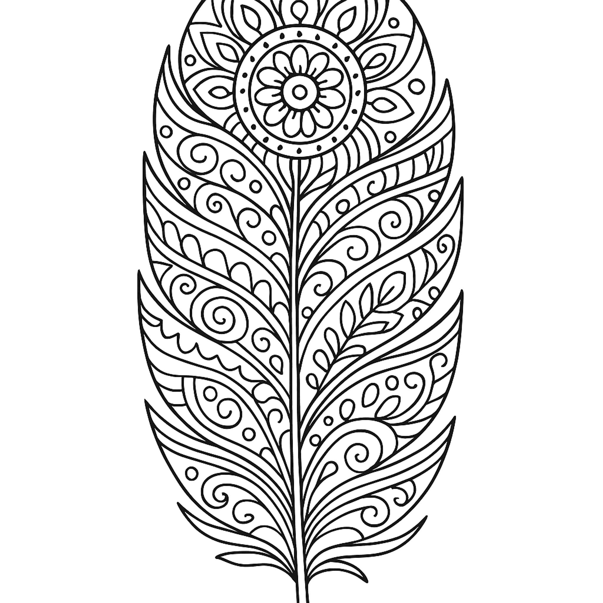 Veren Mandala Kleurplaat