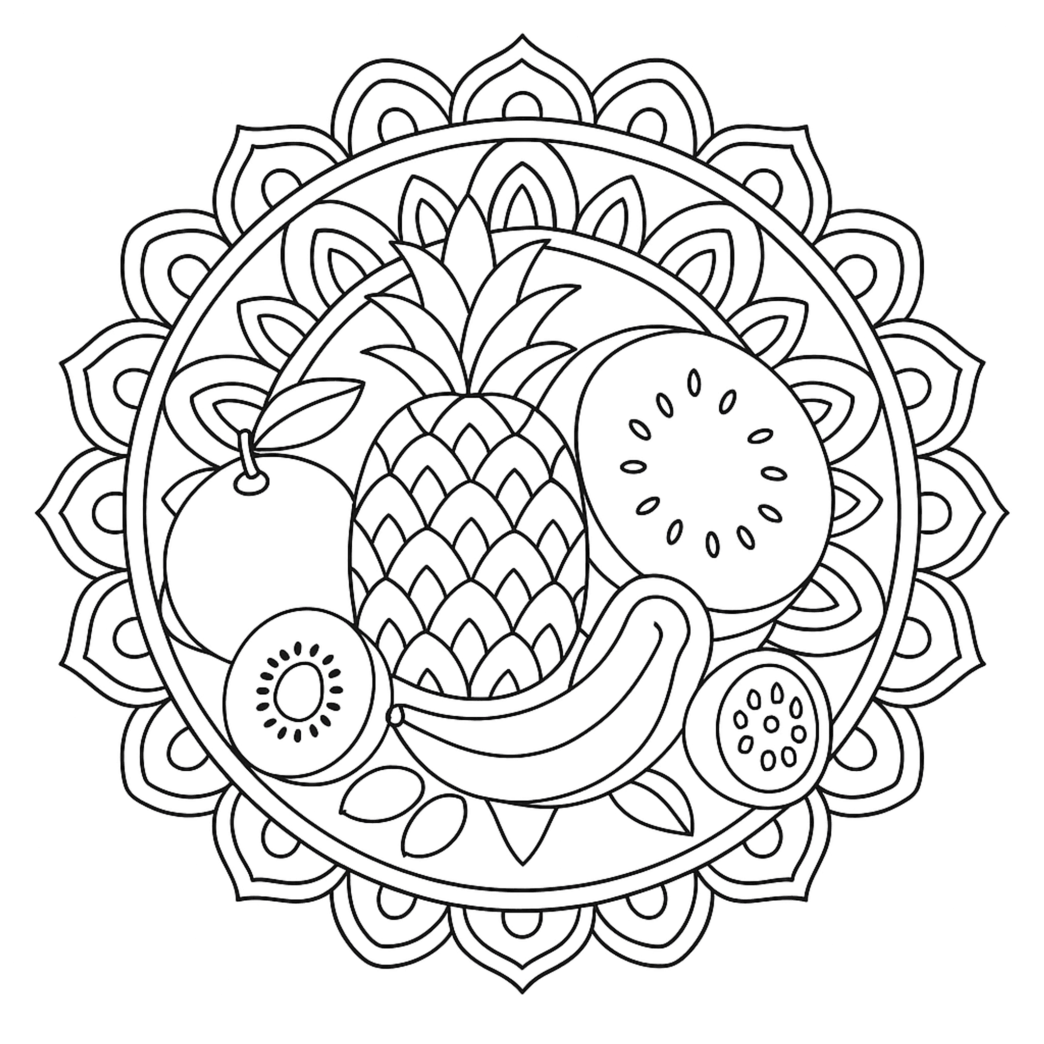 Mandala Fruits Kleurplaat