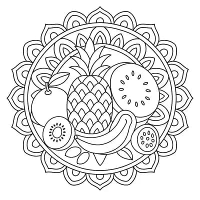 Mandala Fruits Kleurplaat