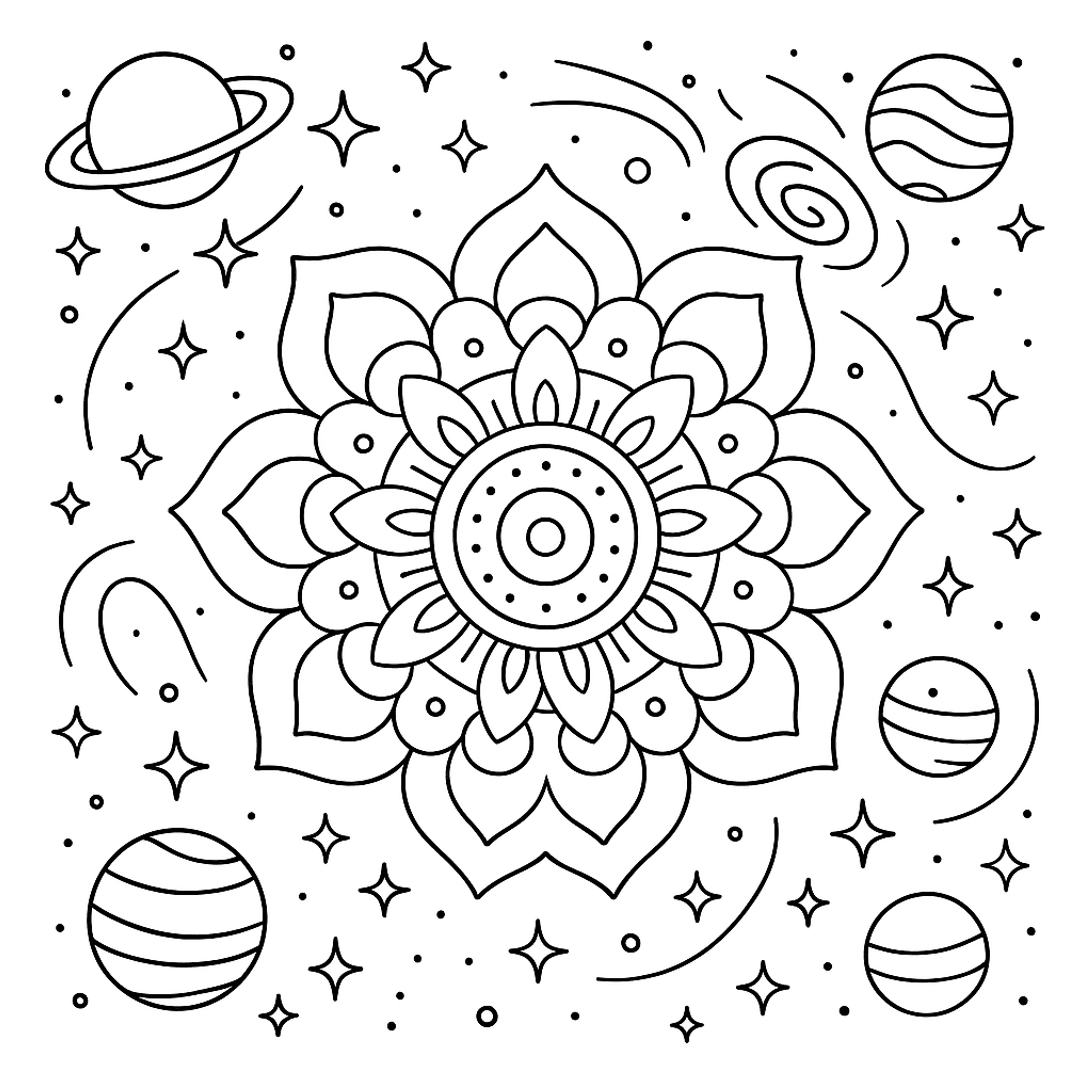 Melkweg Mandala Kleurplaat