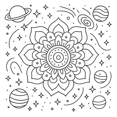 Melkweg Mandala Kleurplaat