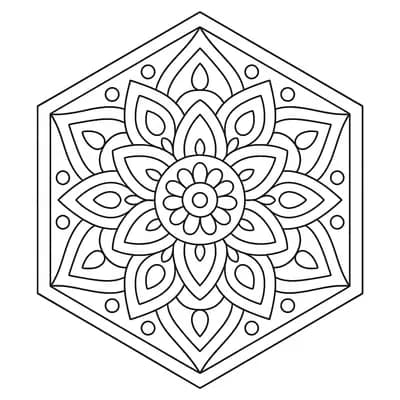 Zeshoek Mandala Kleurplaat