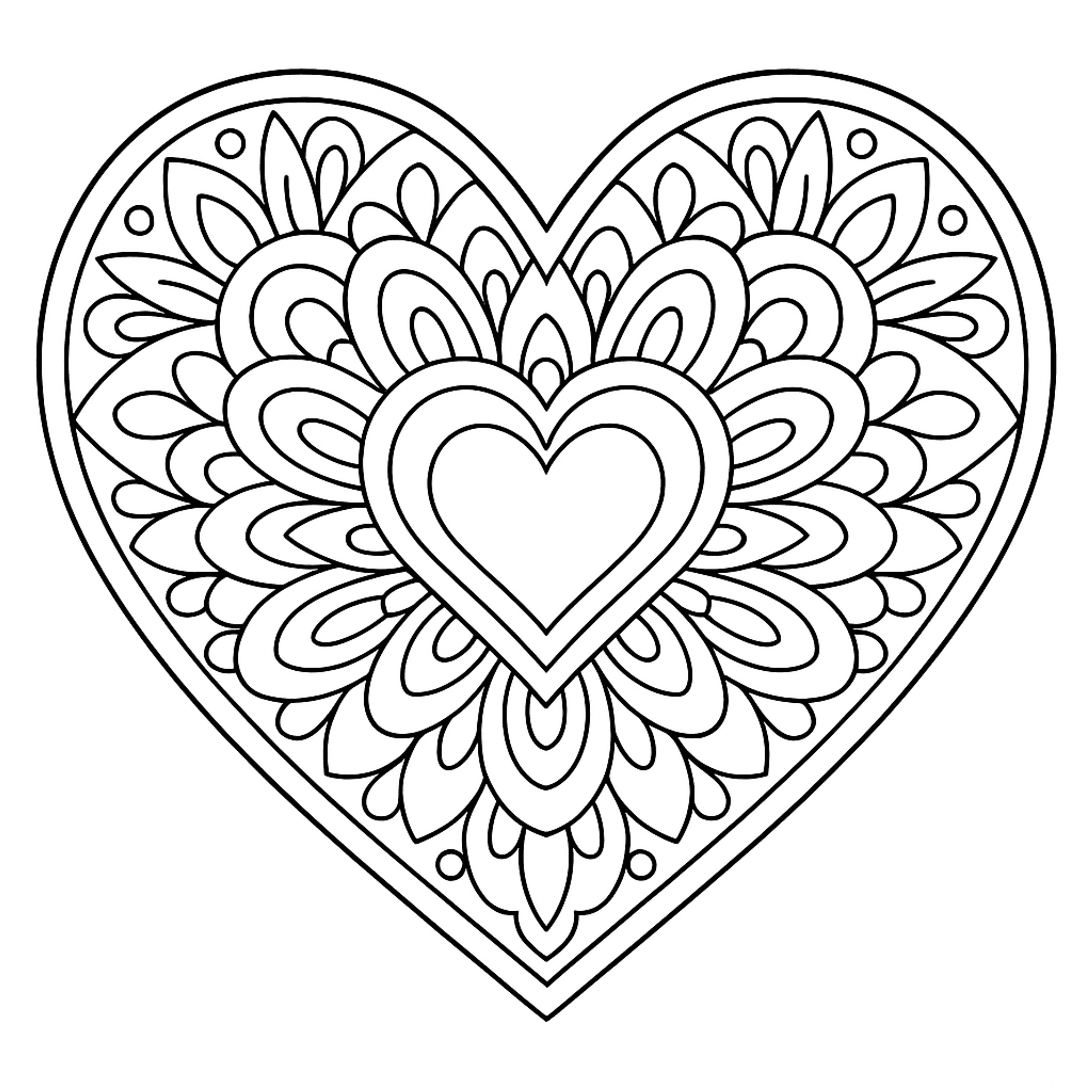 Harten Mandala Kleurplaat