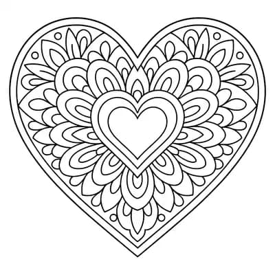 Harten Mandala Kleurplaat