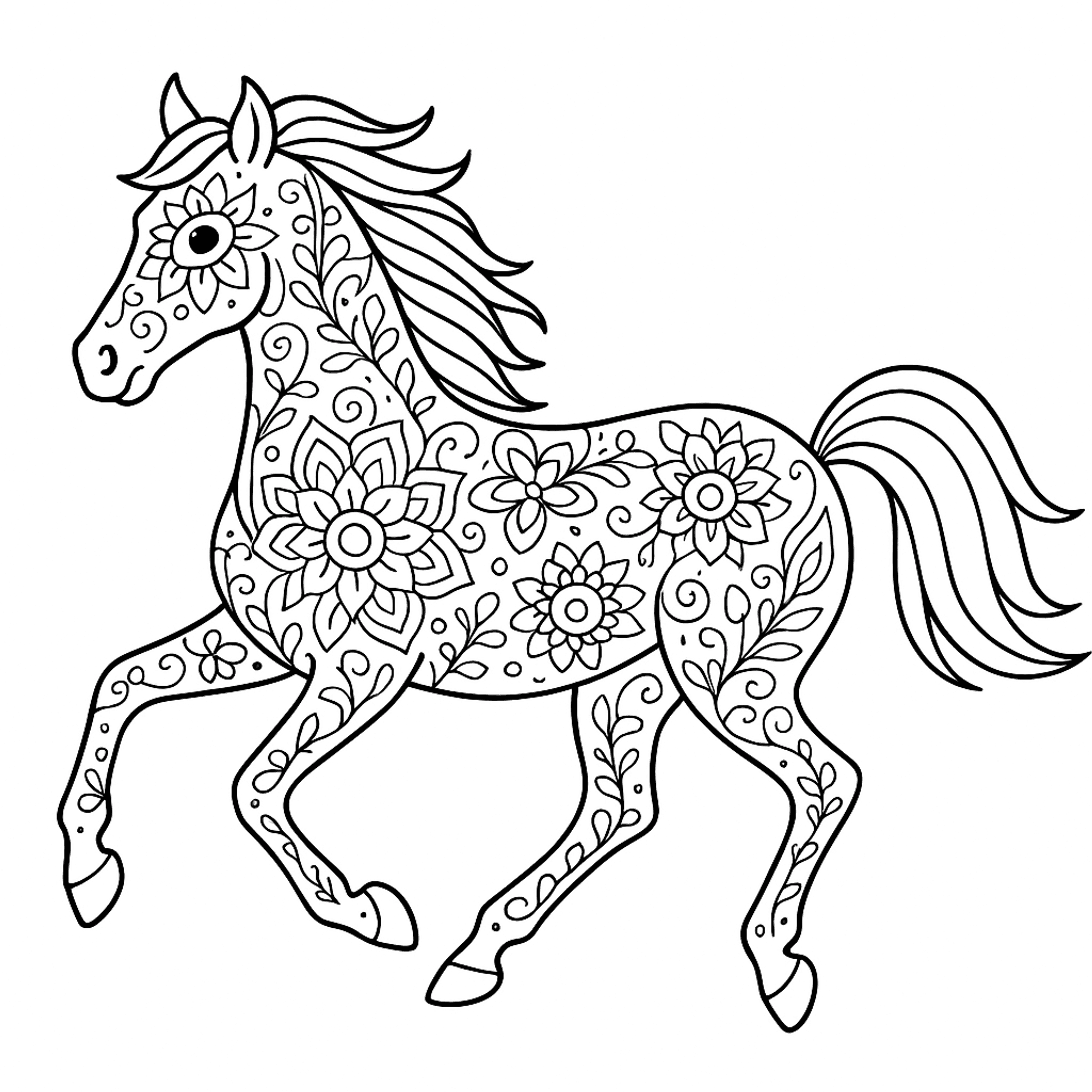 Paard Mandala Kleurplaat