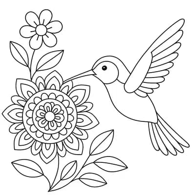 Kolibrie Mandala Kleurplaat