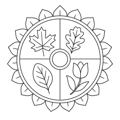 Mandala Leaves Kleurplaat