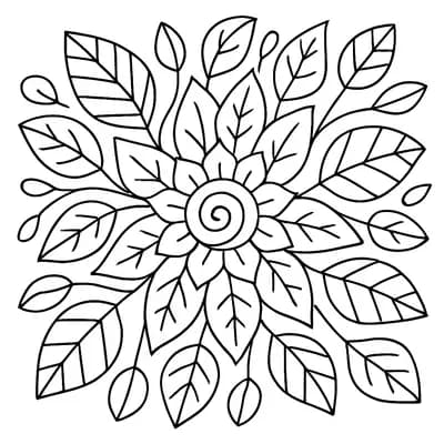 Bladeren Mandala Kleurplaat