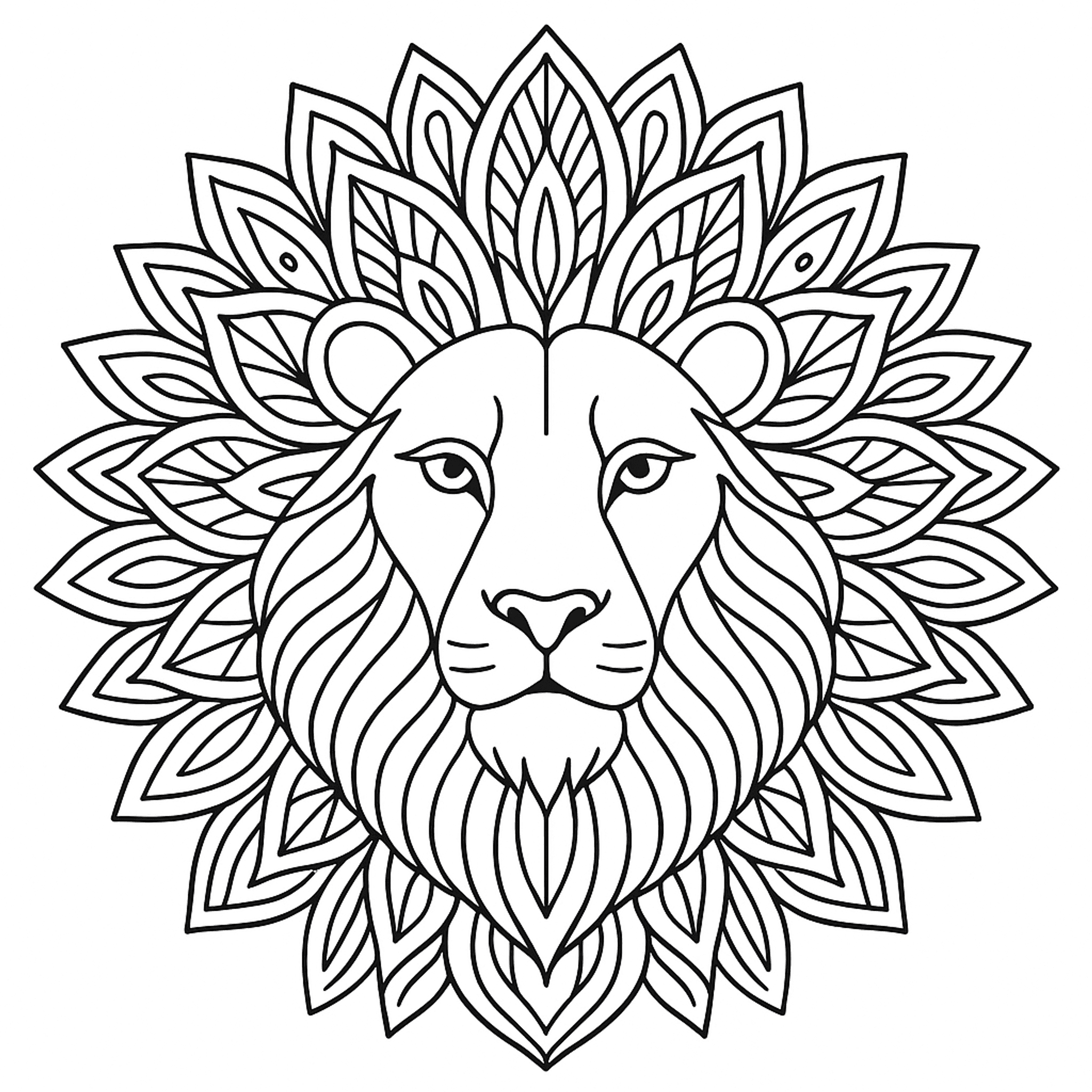 Leeuw Mandala Kleurplaat
