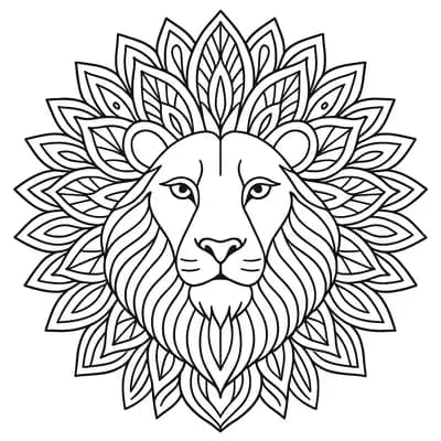 Leeuw Mandala Kleurplaat