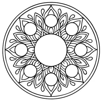 Maanfasen Mandala Kleurplaat