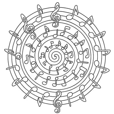 Muziek Mandala Kleurplaat
