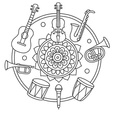 Mandala Musical Kleurplaat