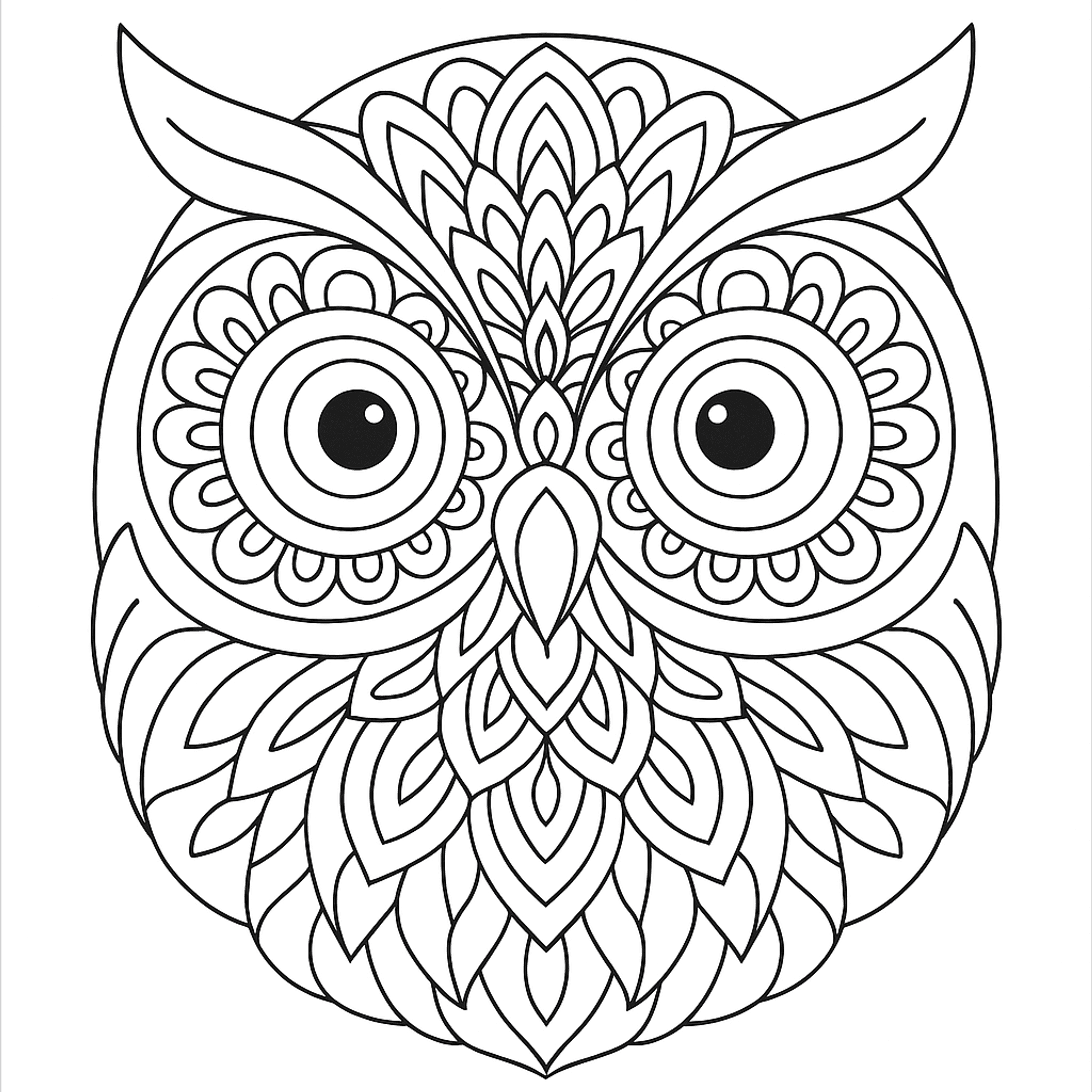 Uil Mandala Kleurplaat
