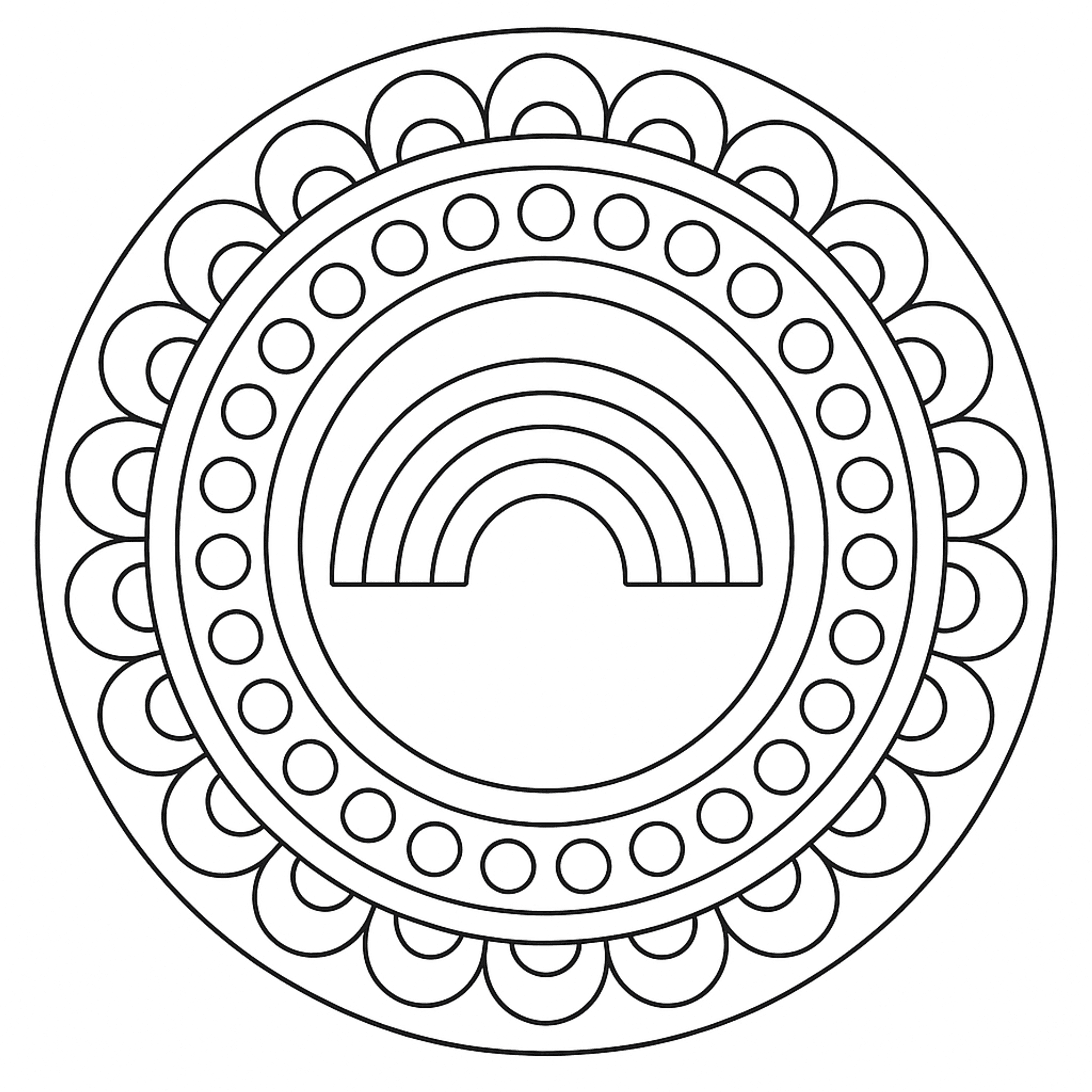 Regenboog Mandala Kleurplaat