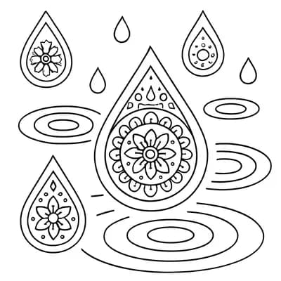Mandala Raindrops Kleurplaat