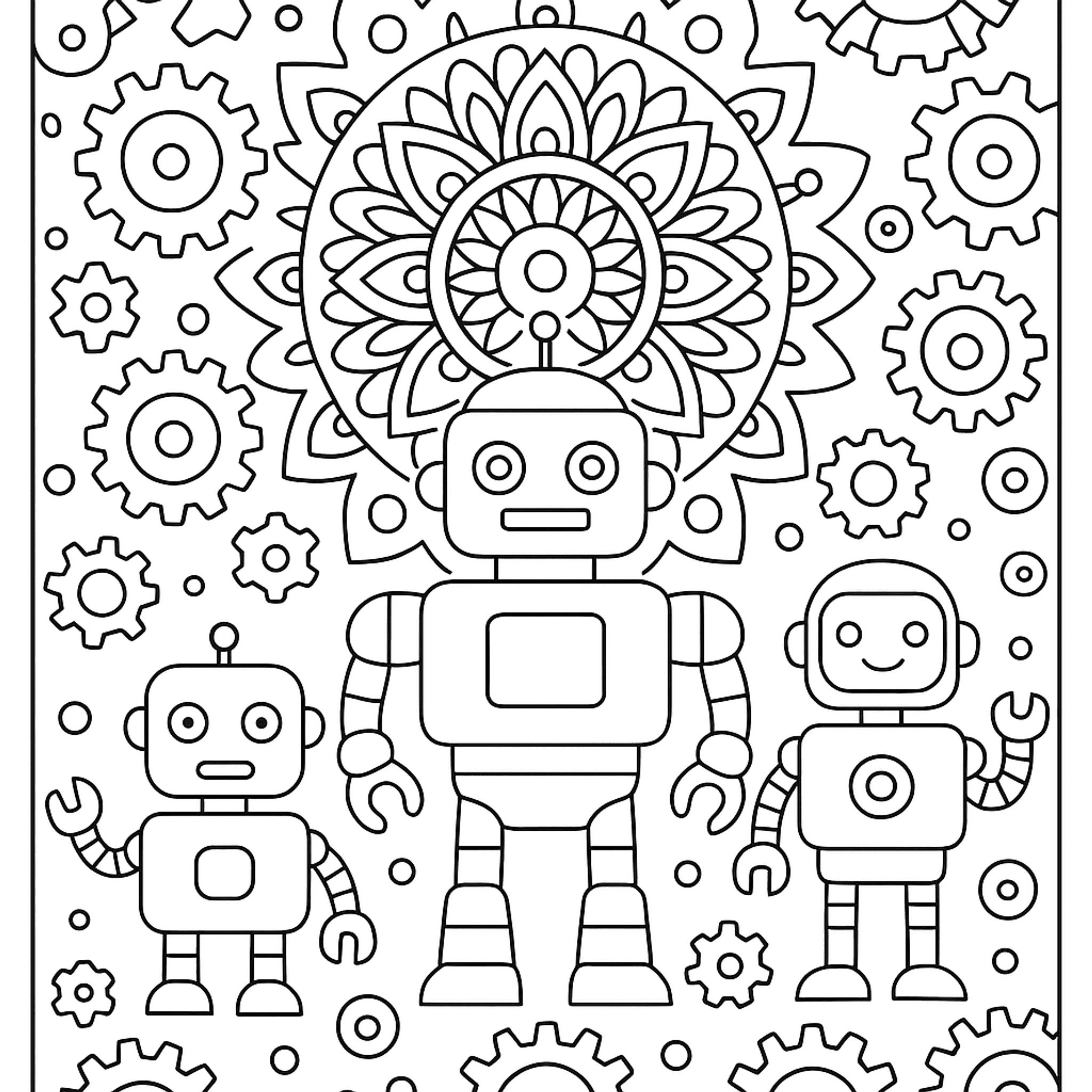 Mandala Robots Kleurplaat