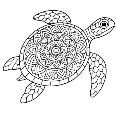 Zeeschildpad Mandala Kleurplaat