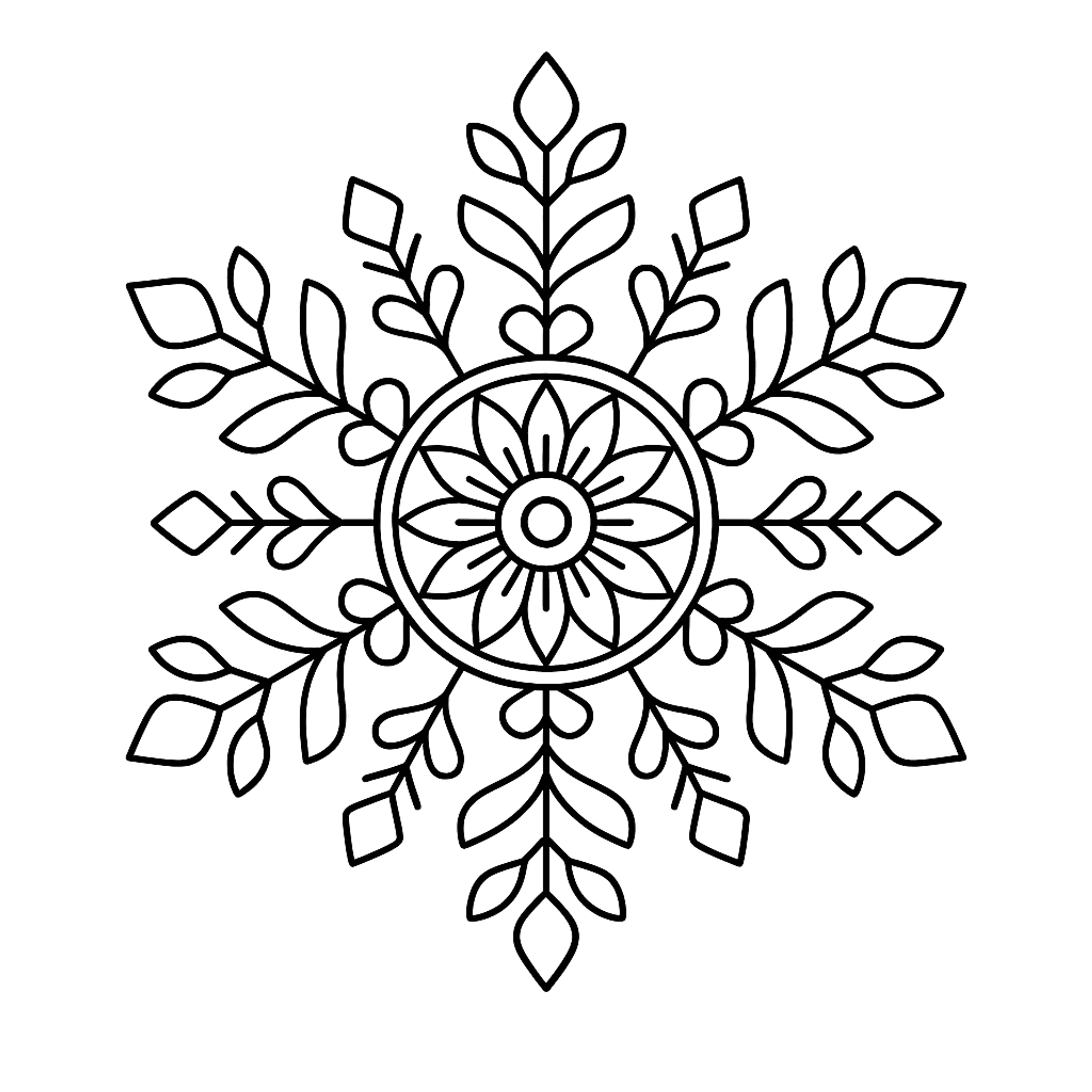 Sneeuwvlok Mandala Kleurplaat