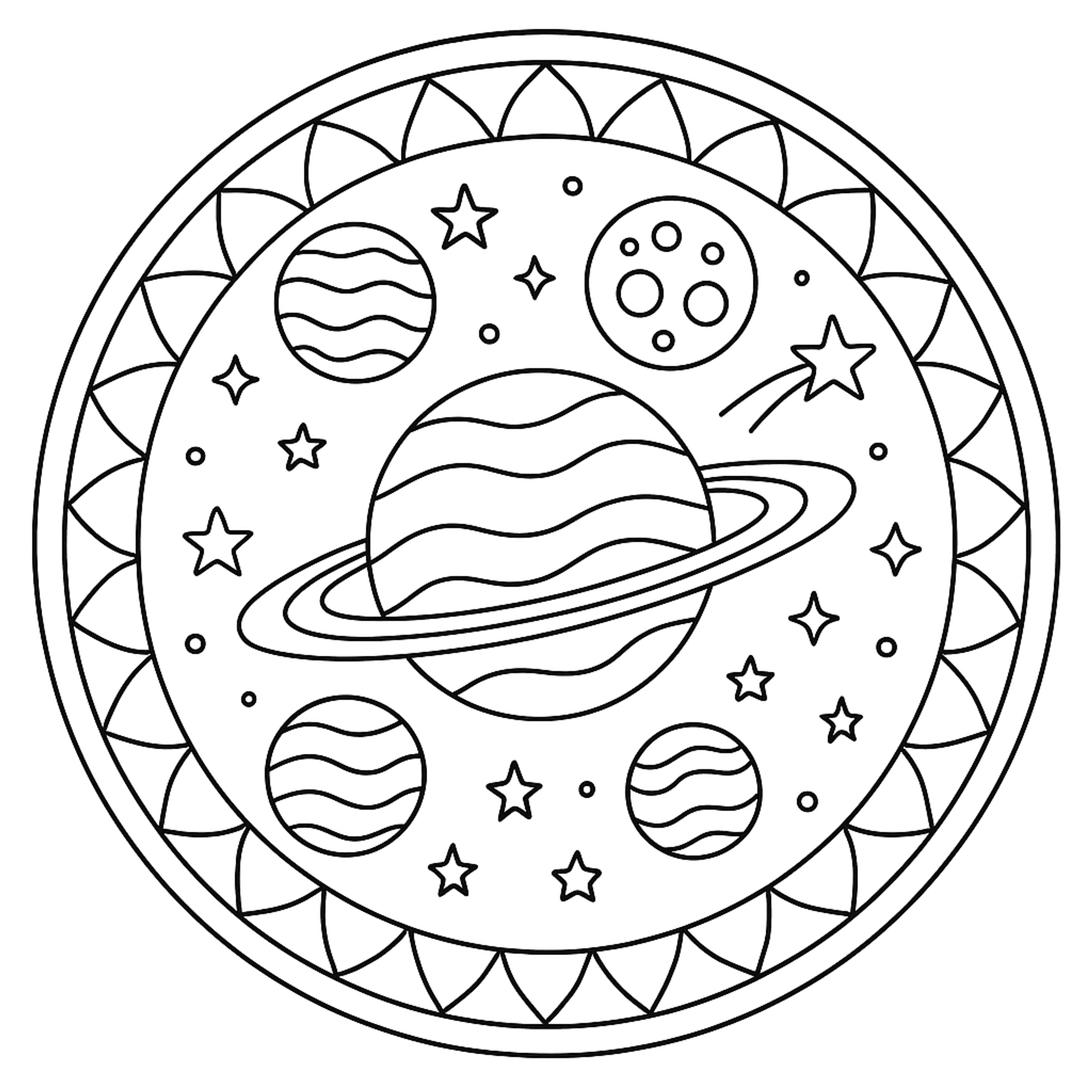 Ruimte Mandala Kleurplaat