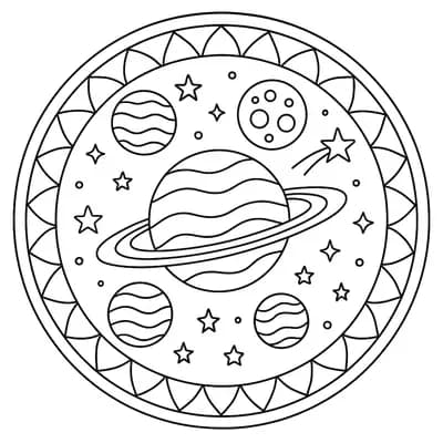 Ruimte Mandala Kleurplaat