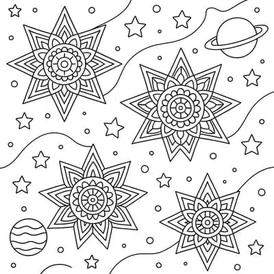 Mandala Stars Kleurplaat
