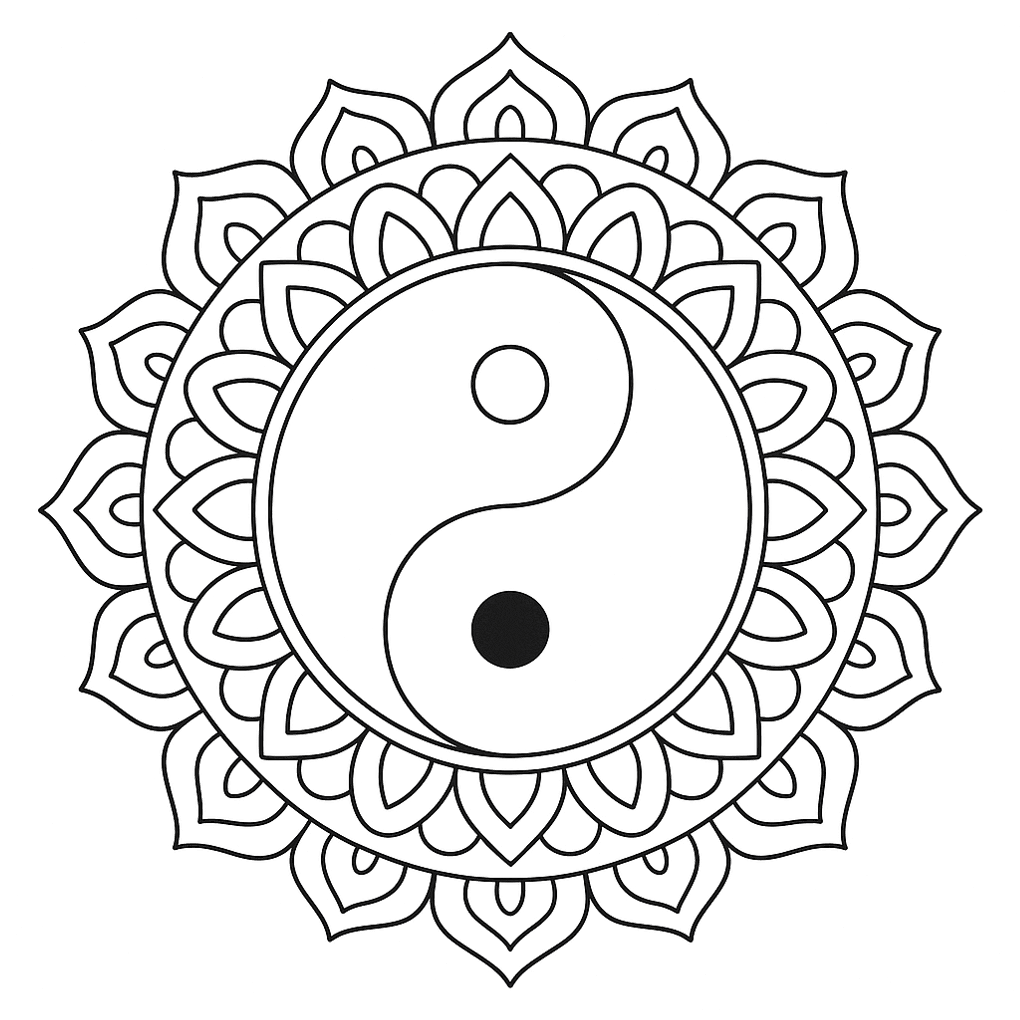 Yin Yang Mandala Kleurplaat