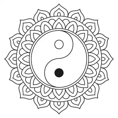 Yin Yang Mandala Kleurplaat