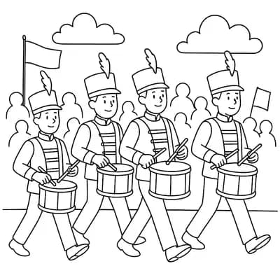 Drum Line Kleurplaat
