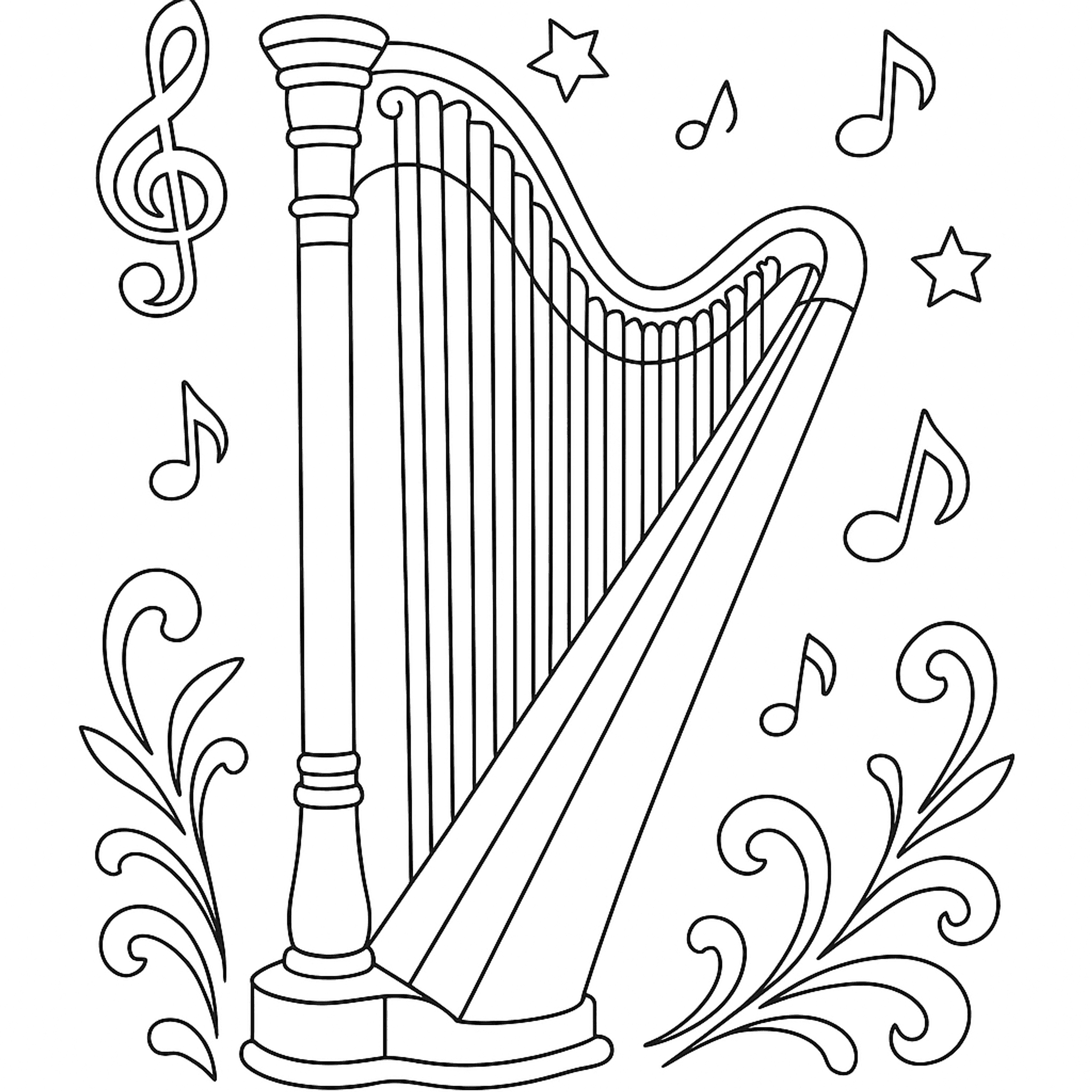 Harp Concert Kleurplaat