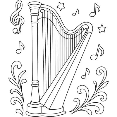Harp Concert Kleurplaat