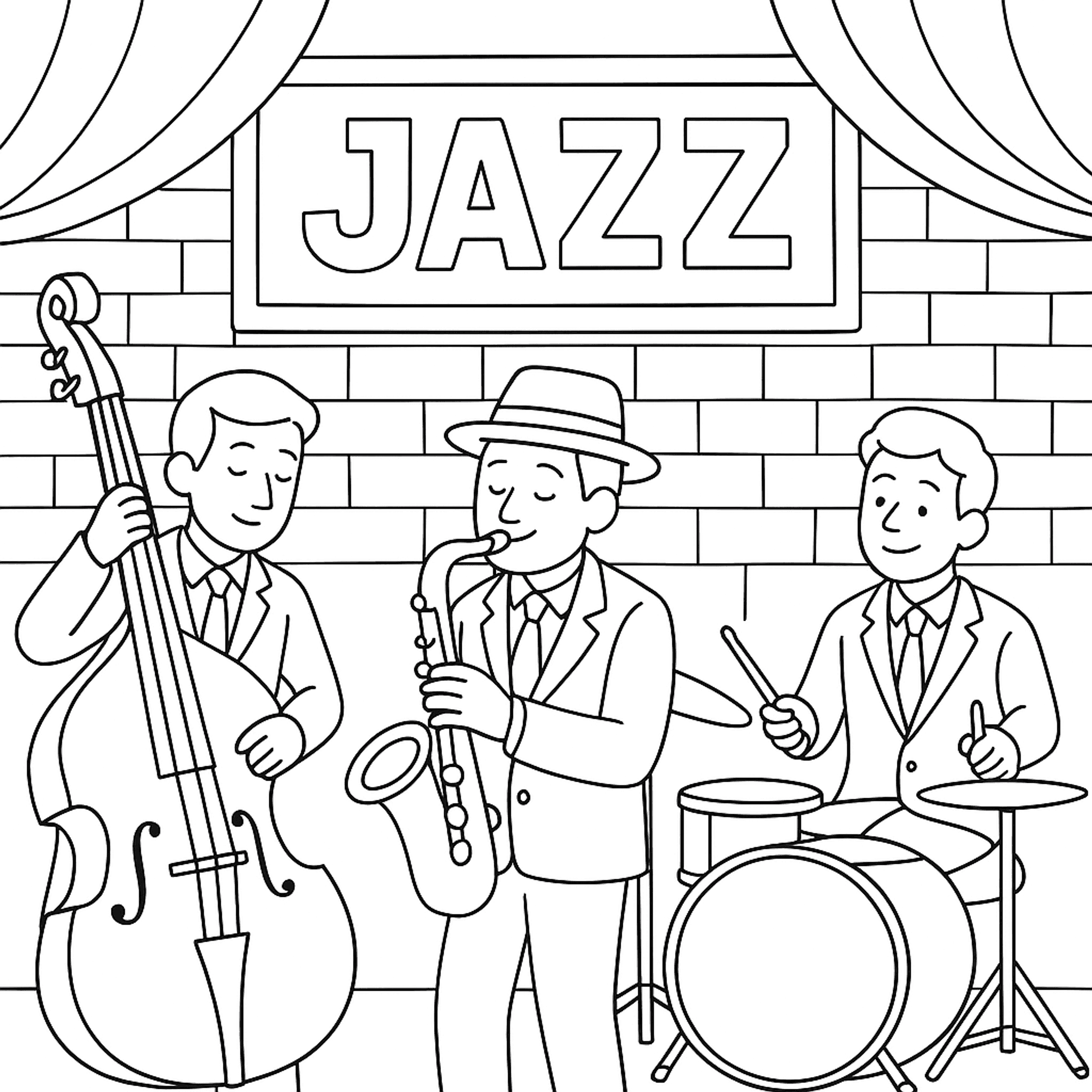 Jazz Trio Kleurplaat