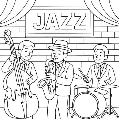Jazz Trio Kleurplaat