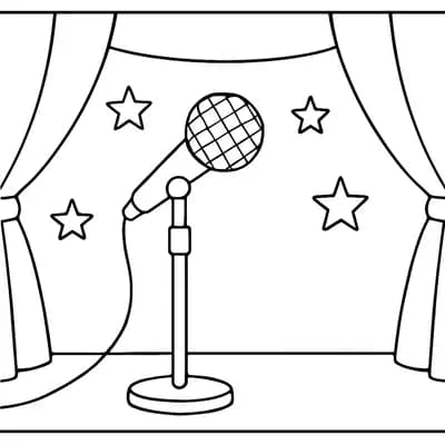 Microphone Singing Kleurplaat