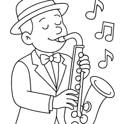 Saxofoon Kleurplaat