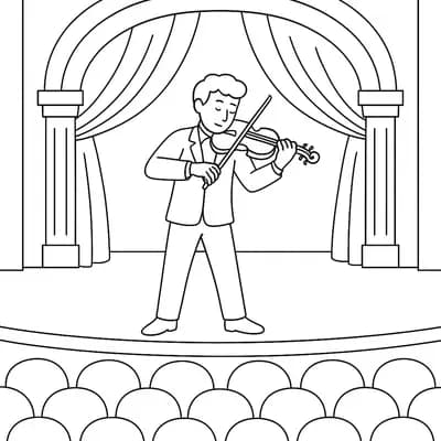 Violin Solo Kleurplaat