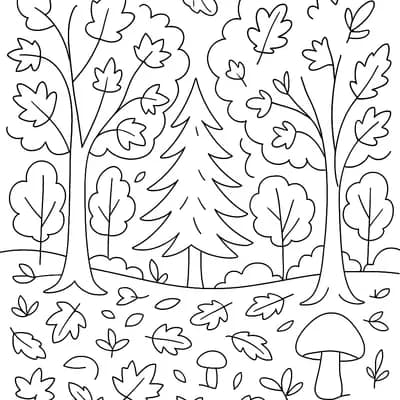 Herfstbos Kleurplaat